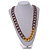 Grey Acrylic Link with Gold Metal Detailing Long Necklace - 84cm L/ 6cm Ext - view 3