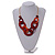 Statement Red Orange Oval Acrylic Link Gold Chain Necklace - 56cm L/ 8cm Ext - view 3