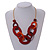 Statement Red Orange Oval Acrylic Link Gold Chain Necklace - 56cm L/ 8cm Ext - view 8
