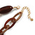 Chunky Acrylic Nugget and Oval Link Necklace in Brown Hues with Gold Tone Closure - 56cm L/ 8cm Ext - view 5