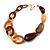 Chunky Acrylic Nugget and Oval Link Necklace in Brown Hues with Gold Tone Closure - 56cm L/ 8cm Ext - view 8