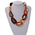 Chunky Acrylic Nugget and Oval Link Necklace in Brown Hues with Gold Tone Closure - 56cm L/ 8cm Ext - view 3