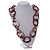 Long Chunky Acrylic Oval Link Necklace in Plum Purple with Animal Print - 100cm Long - view 3