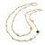 Faux Pearl White Bead With White/Black Enamel Daisy Motif Double Chain Long Necklace in Gold Tone - 86cm L - view 2