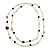 Faux Pearl White/ Black Bead With Black/White Enamel Daisy Motif Double Chain Long Necklace in Gold Tone - 86cm L - view 8