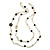 Faux Pearl White/ Black Bead With Black/White Enamel Daisy Motif Double Chain Long Necklace in Gold Tone - 86cm L - view 2