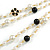 Faux Pearl White/ Black Bead With Black/White Enamel Daisy Motif Double Chain Long Necklace in Gold Tone - 86cm L - view 10