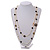 Faux Pearl White/ Black Bead With Black/White Enamel Daisy Motif Double Chain Long Necklace in Gold Tone - 86cm L - view 3