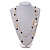 Faux Pearl White/ Black Bead With Black/White Enamel Daisy Motif Double Chain Long Necklace in Gold Tone - 86cm L - view 4
