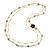 Faux White Pearl Grey Glass Bead With Black Enamel Rose Motif Double Chain Long Necklace in Gold Tone - 84cm L - view 4