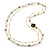 Faux White Pearl Grey Glass Bead With Black Enamel Rose Motif Double Chain Long Necklace in Gold Tone - 84cm L - view 2