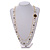 Faux White Pearl Grey Glass Bead With Black Enamel Rose Motif Double Chain Long Necklace in Gold Tone - 84cm L - view 3