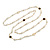 Romantic Faux Pearl Bead with Black/White Enamel Rose Element Long Necklace in Gold Tone - 154cm Long - view 8