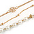 Faux White Pearl Bead Rose Motif Triple Chain Long Layered Necklace in Gold Tone - 82cm L - view 6