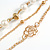 Faux White Pearl Bead Rose Motif Triple Chain Long Layered Necklace in Gold Tone - 82cm L - view 8