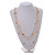 Faux White Pearl Bead Rose Motif Triple Chain Long Layered Necklace in Gold Tone - 82cm L - view 3