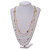 Faux White Pearl Bead Rose Motif Triple Chain Long Layered Necklace in Gold Tone - 82cm L - view 4
