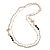 Faux Pearl White/ Black Bead With Enamel Flower/ Bow Motif Double Chain Long Necklace in Gold Tone - 84cm L - view 2