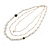 Faux White Pearl Clear Glass Bead With Black Enamel Daisy Motif Triple Chain Long Necklace in Gold Tone - 90cm L - view 2