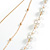 Faux White Pearl Clear Glass Bead With Black Enamel Daisy Motif Triple Chain Long Necklace in Gold Tone - 90cm L - view 7