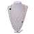 Faux White Pearl Clear Glass Bead With Black Enamel Daisy Motif Triple Chain Long Necklace in Gold Tone - 90cm L - view 3