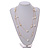 Delicate Double Strand Faux Pearl Bead and White Enamel Flower Gold Tone Chain Necklace/96cm L - view 3