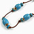 Light Blue Ceramic Bead Brown Cotton Cord Long Necklace/80cmL/Adjustable/Slight Variation In Colour/Natural Irregularities - view 4
