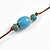 Light Blue Ceramic Bead Brown Cotton Cord Long Necklace/80cmL/Adjustable/Slight Variation In Colour/Natural Irregularities - view 5