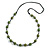 Green Ceramic Bead Black Cotton Cord Long Necklace/86cm L/ Adjustable/Slight Variation In Colour/Natural Irregularities - view 2