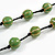 Green Ceramic Bead Black Cotton Cord Long Necklace/86cm L/ Adjustable/Slight Variation In Colour/Natural Irregularities - view 4
