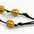 Dusty Yellow Ceramic Bead Black Cotton Cord Long Necklace/86cm L/ Adjustable/Slight Variation In Colour/Natural Irregularities - view 6