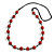 Red Ceramic Bead Black Cotton Cord Long Necklace/86cm L/ Adjustable/Slight Variation In Colour/Natural Irregularities - view 2