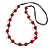 Red Ceramic Bead Black Cotton Cord Long Necklace/86cm L/ Adjustable/Slight Variation In Colour/Natural Irregularities
