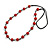 Red Ceramic Bead Black Cotton Cord Long Necklace/86cm L/ Adjustable/Slight Variation In Colour/Natural Irregularities - view 7