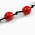 Red Ceramic Bead Black Cotton Cord Long Necklace/86cm L/ Adjustable/Slight Variation In Colour/Natural Irregularities - view 4