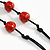 Red Ceramic Bead Black Cotton Cord Long Necklace/86cm L/ Adjustable/Slight Variation In Colour/Natural Irregularities - view 5