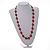 Red Ceramic Bead Black Cotton Cord Long Necklace/86cm L/ Adjustable/Slight Variation In Colour/Natural Irregularities - view 3
