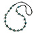 Light Blue Ceramic Bead Black Cotton Cord Long Necklace/86cm L/ Adjustable/Slight Variation In Colour/Natural Irregularities