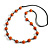 Dusty Orange Ceramic Bead Black Cotton Cord Long Necklace/86cm L/ Adjustable/Slight Variation In Colour/Natural Irregularities