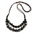 Layered Graduated Dark Blue/Brown/White Ceramic Bead Brown Silk Cord Necklace - 60-70cm L/ Adjustable - view 2
