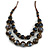 Layered Graduated Dark Blue/Brown/White Ceramic Bead Brown Silk Cord Necklace - 60-70cm L/ Adjustable - view 4