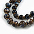 Layered Graduated Dark Blue/Brown/White Ceramic Bead Brown Silk Cord Necklace - 60-70cm L/ Adjustable - view 5