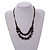 Layered Graduated Dark Blue/Brown/White Ceramic Bead Brown Silk Cord Necklace - 60-70cm L/ Adjustable - view 8