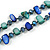 Inky Blue/Teal Shell Nugget and Cobalt Blue Glass Bead Long Necklace - 115cm L - view 5