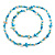 Sky Blue/Off White/Selery Green Shell Nugget and Light Blue Glass Bead Long Necklace/120cm Long