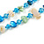 Sky Blue/Off White/Selery Green Shell Nugget and Light Blue Glass Bead Long Necklace/120cm Long - view 6