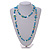 Sky Blue/Off White/Selery Green Shell Nugget and Light Blue Glass Bead Long Necklace/120cm Long - view 2