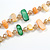 Melon Orange/Light Yellow/Green Shell Nugget and Citrine Glass Bead Long Necklace - 115cm Long - view 4