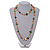 Melon Orange/Light Yellow/Green Shell Nugget and Citrine Glass Bead Long Necklace - 115cm Long - view 3