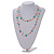 Pastel Pink/Teal/Off White Shell Nugget and Transparent Glass Bead Long Necklace - 115cm Long - view 3